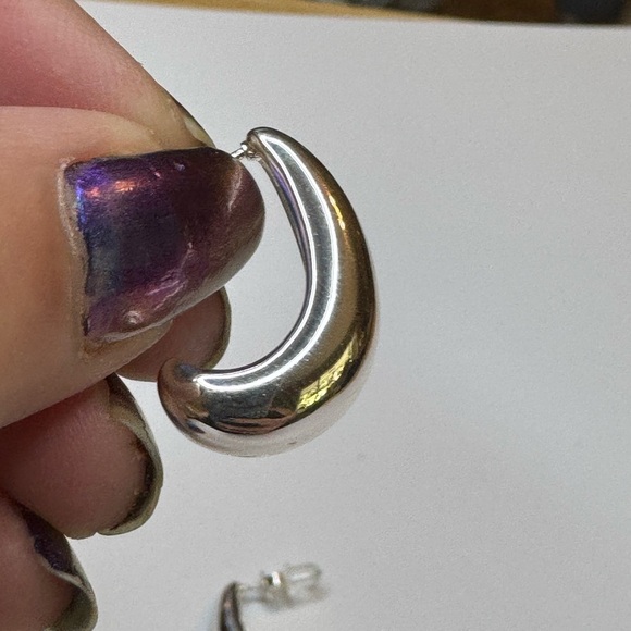 Silver Hoop Earrings 925 Silver Plated - Picture 2 of 3